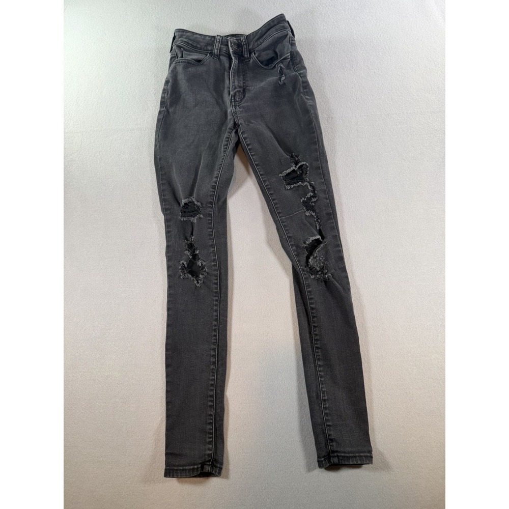 SO Women's High Rise Slim Jegging Jeans Gray Denim Distressed 5-Pocket